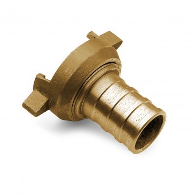 Quick female fitting with wings and hose shank - brass