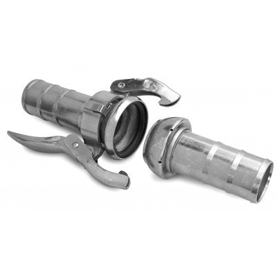 Complete fitting (male, female) with machined hose shank - carbon steel