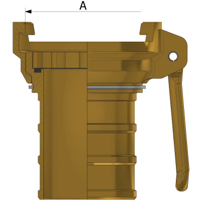 Quick female fitting with handle and hose shank - brass