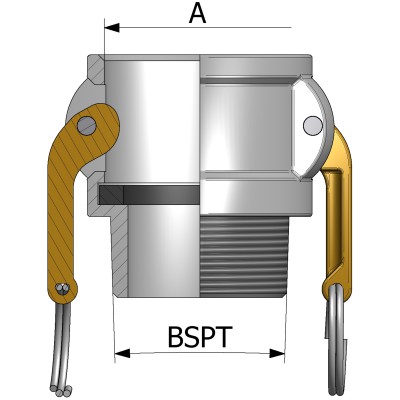 Raccordo tipo B con filettatura maschio BSPT - alluminio