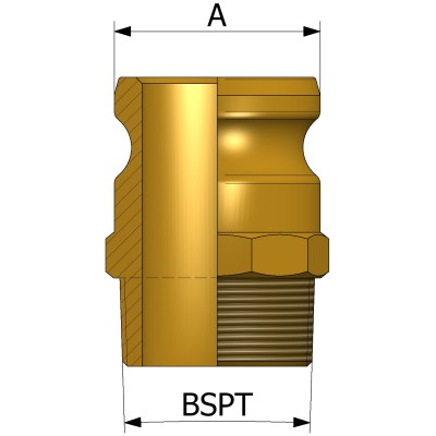 Fitting type F with male BSPT thread - brass