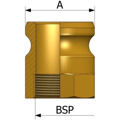 Riduzione maschio tipo A 3/4 con filettatura femmina BSP G 1/2 - ottone