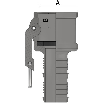 Female fitting with hose shank with 1 lever - malleable iron