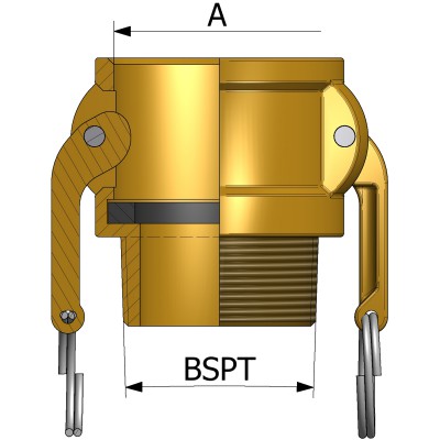 Raccordo tipo B con filettatura maschio BSPT - ottone