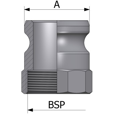 Fitting type A with female BSP thread - stainless steel AISI 316