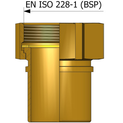 Fitting with female thread EN ISO 228-1 (BSP) - brass