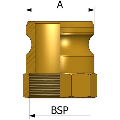 Fitting type A with female BSP thread - brass
