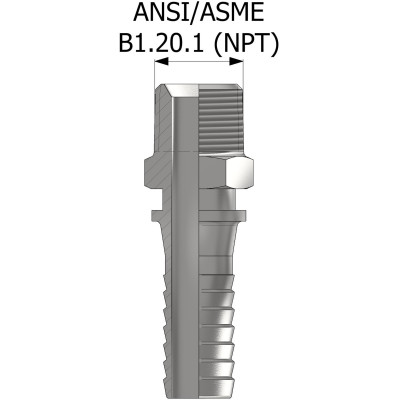 Raccordo con filettatura maschio ANSI/ASME B 1.20.1 (NPT) - acciaio al carbonio