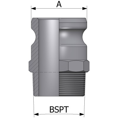 Fitting type F with male BSPT thread - stainless steel AISI 316