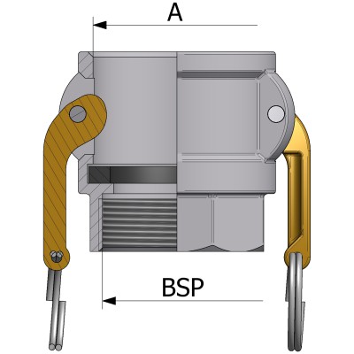 Raccordo tipo D con filettatura femmina BSP - alluminio