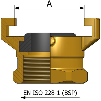 Fitting with female thread EN ISO 228-1 (BSP) - brass
