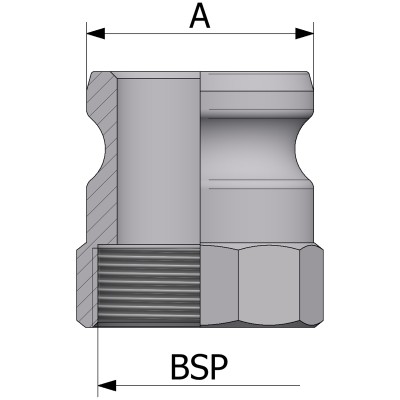 Raccordo tipo A con filettatura femmina BSP - alluminio