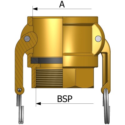Raccordo tipo D con filettatura femmina BSP - ottone