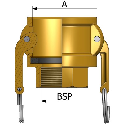 Reducing female adaptor type D 3/4 with female BSP thread G 1/2 - brass